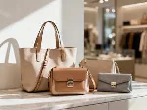 Żółty pasek Off-White z czarnymi napisami leżący na betonowym podłożu w nowoczesnym wnętrzu.