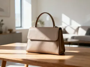 Eleganckie dłonie zawiązujące pasek wełnianego płaszcza w stylowy węzeł na tle jesiennego miasta.