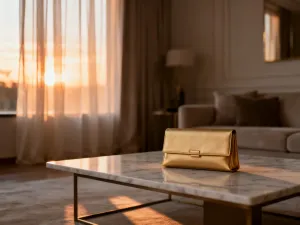 Minimalistyczny złoty naszyjnik i eleganckie kryształowe kolczyki na czarnym materiale, idealnie dopełniające stylizację.